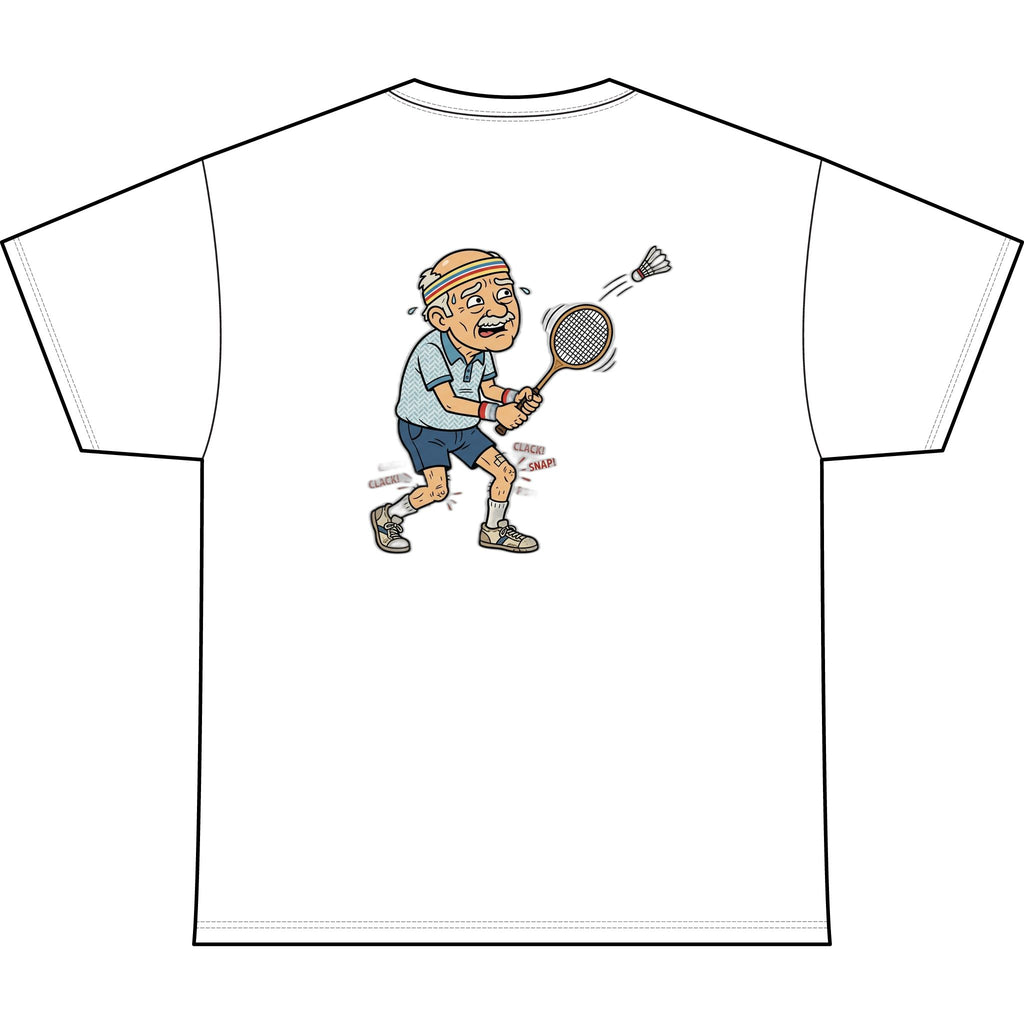 Badminton Grandpa Tee — Retro Elderly Player Graphic T-Shirt