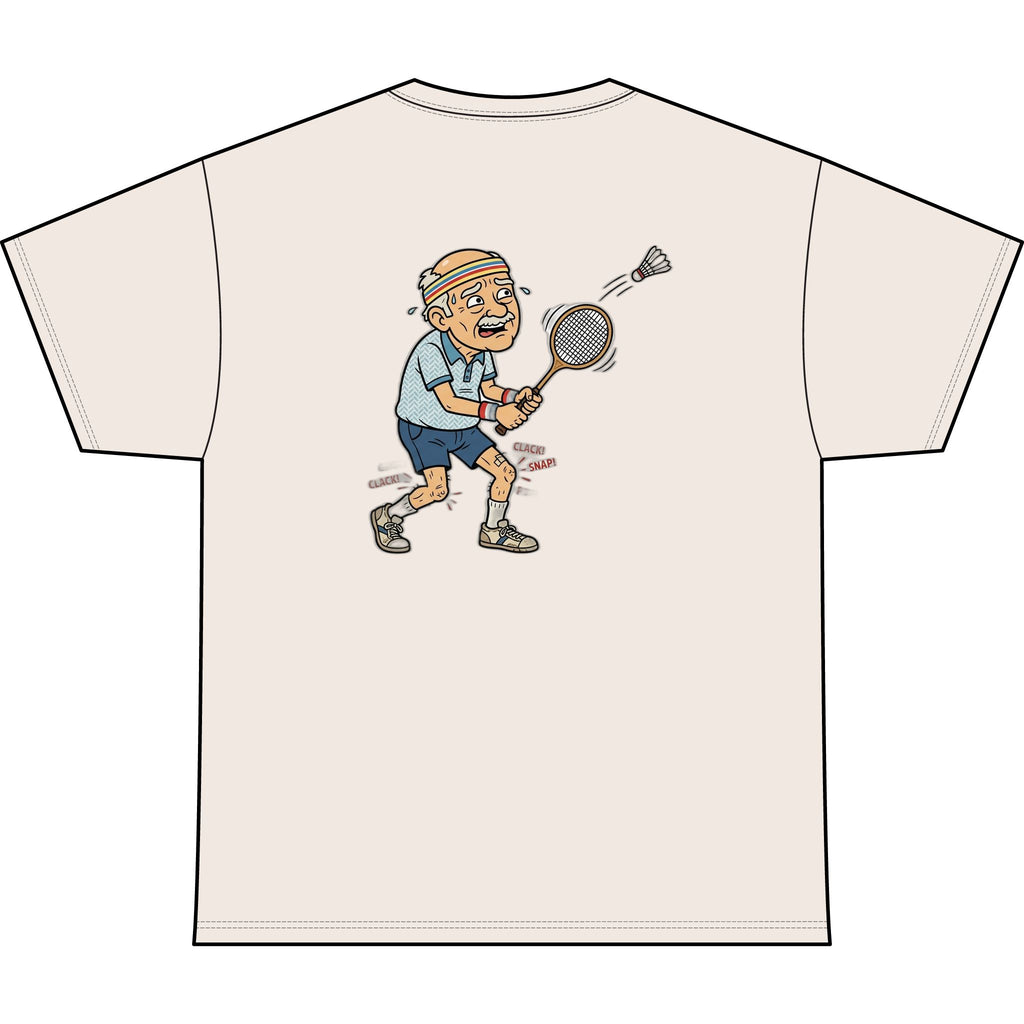 Badminton Grandpa Tee — Retro Elderly Player Graphic T-Shirt