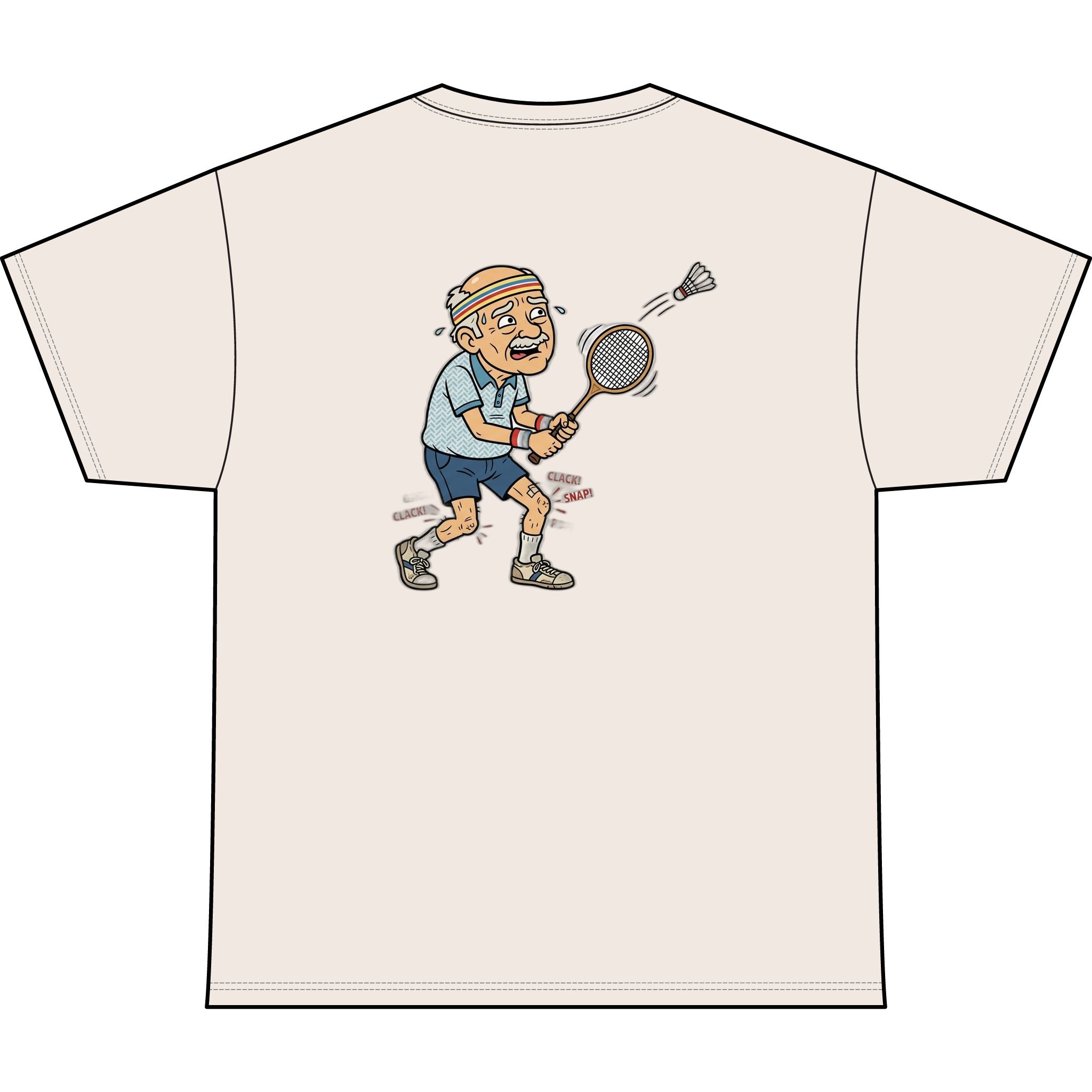 Badminton Grandpa Tee — Retro Elderly Player Graphic T-Shirt