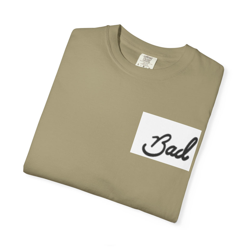 Bad Script Chest T-Shirt – Casual Vintage Script Graphic Tee