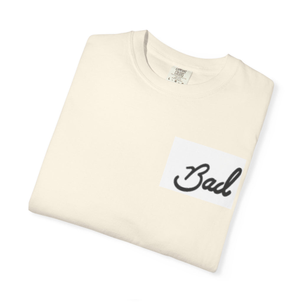 Bad Script Chest T-Shirt – Casual Vintage Script Graphic Tee