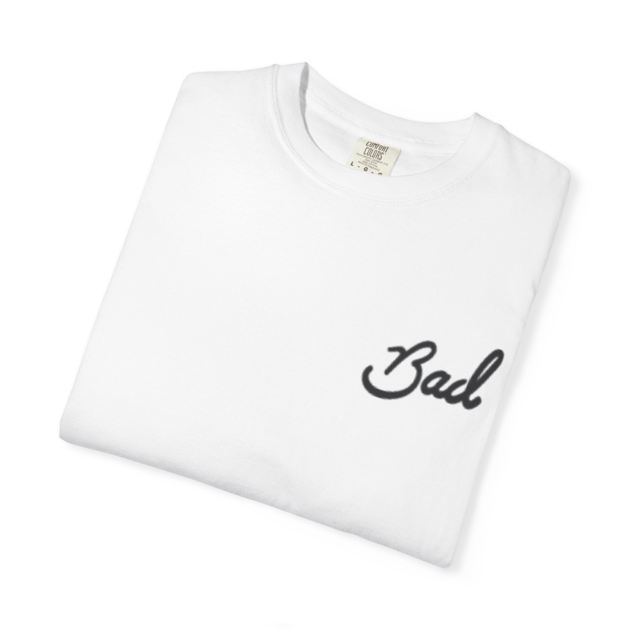 Bad Script Chest T-Shirt – Casual Vintage Script Graphic Tee