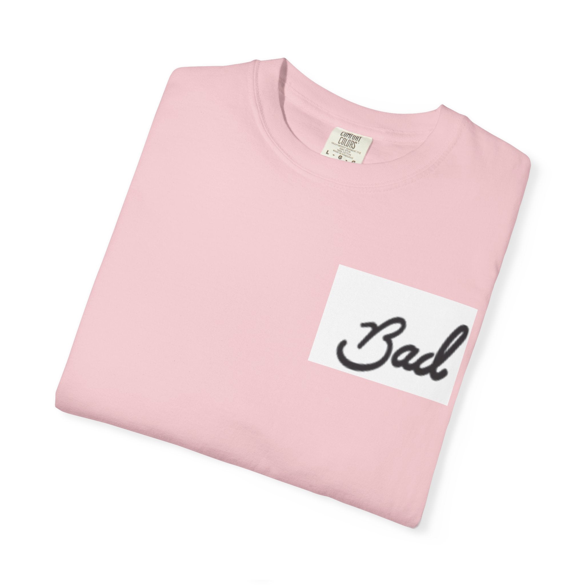 Bad Script Chest T-Shirt – Casual Vintage Script Graphic Tee