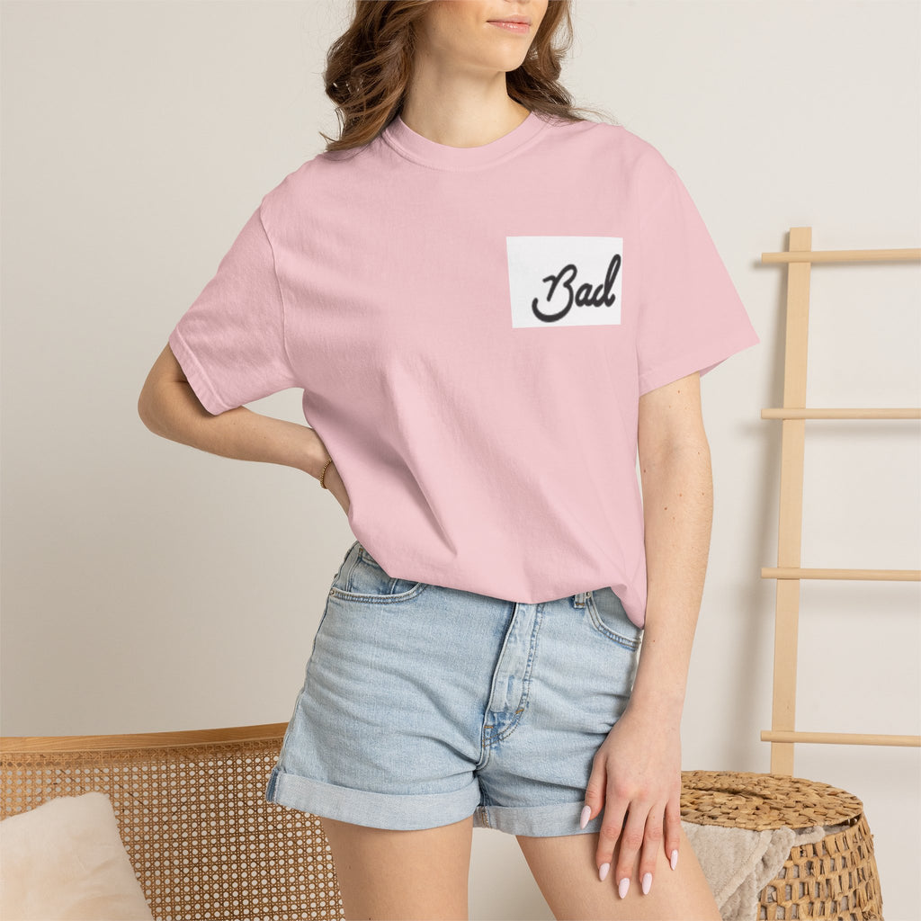 Bad Script Chest T-Shirt – Casual Vintage Script Graphic Tee