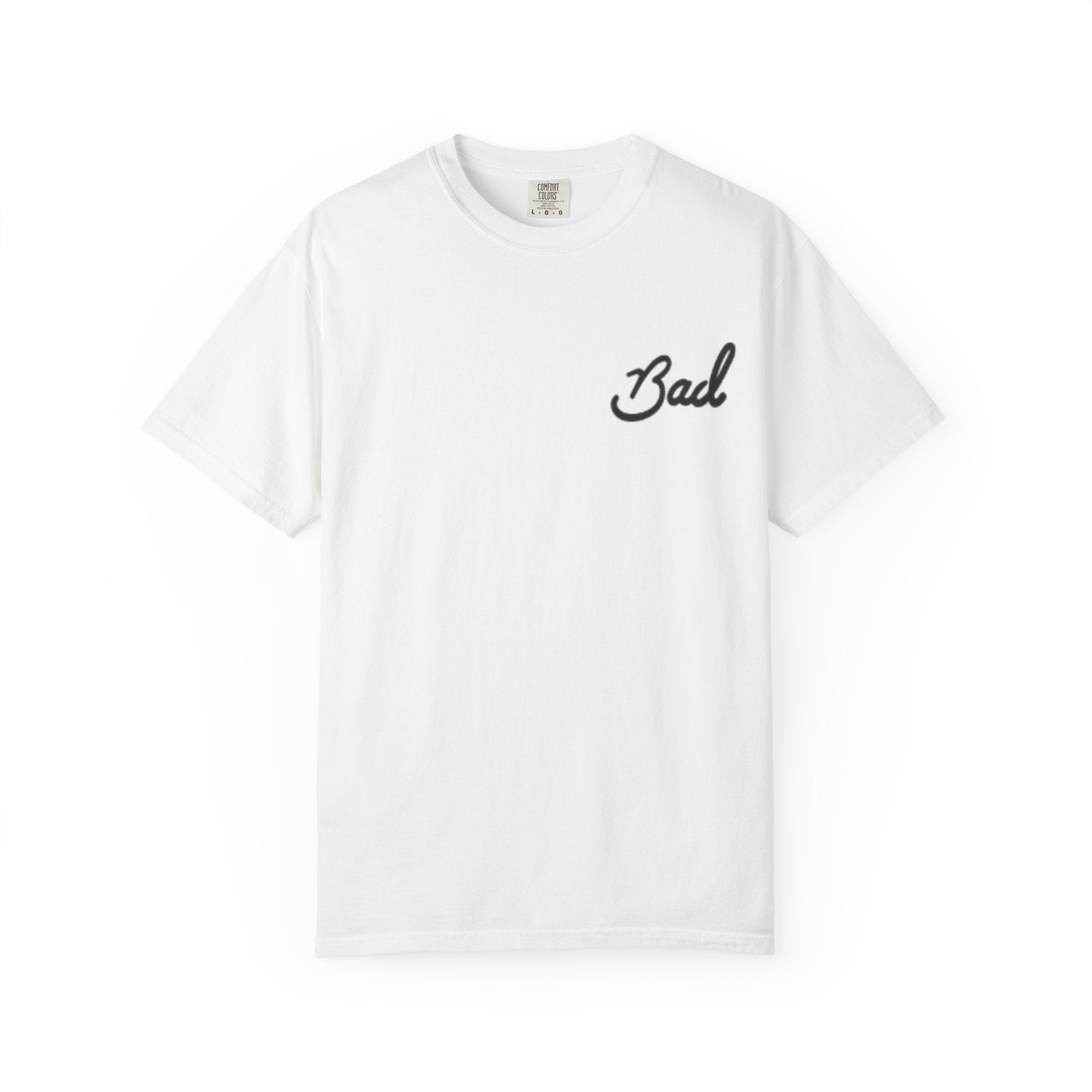 Bad Script Chest T-Shirt – Casual Vintage Script Graphic Tee