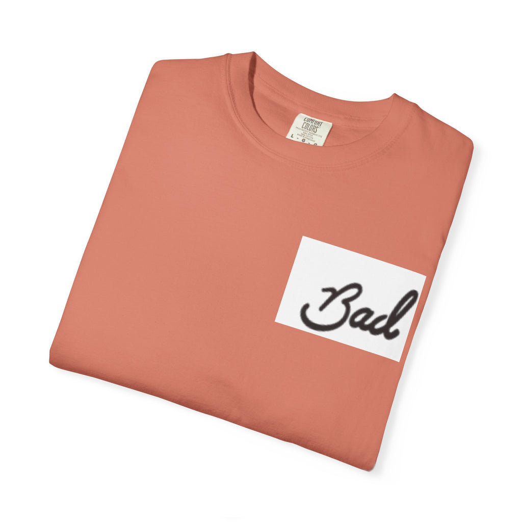 Bad Script Chest T-Shirt – Casual Vintage Script Graphic Tee
