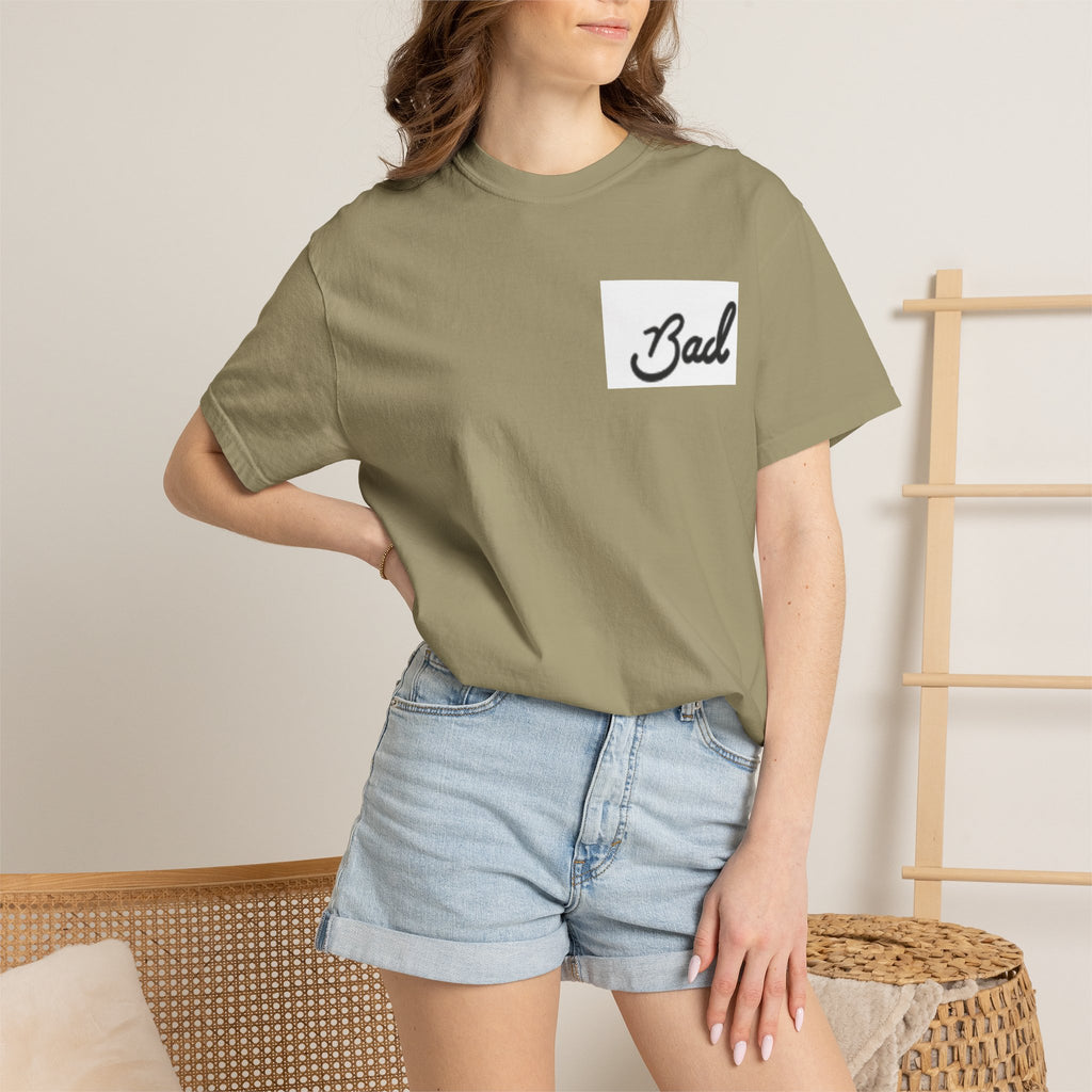 Bad Script Chest T-Shirt – Casual Vintage Script Graphic Tee